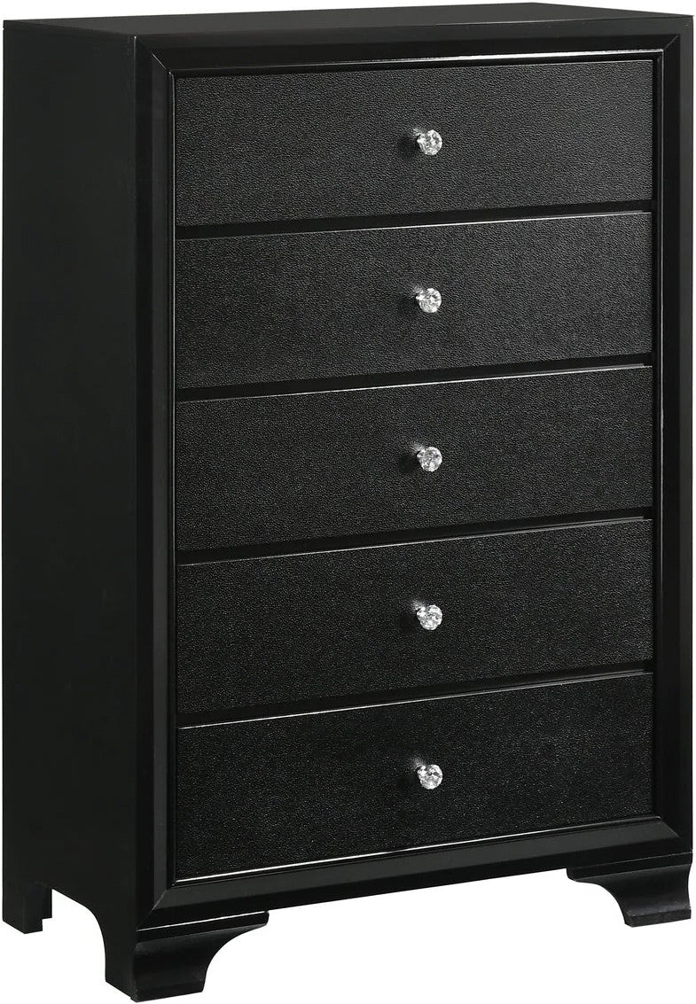 ALTANA Black Crushed Velvet Youth LED Bedroom Set