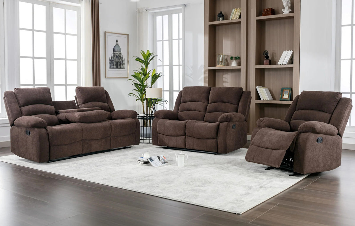 ANDREY Brown 3 Piece Reclining Livingroom
