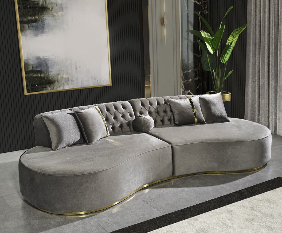ANGELICA Gray Velvet Curved Sectional