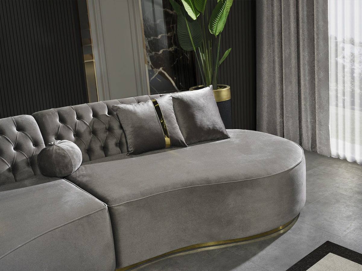 ANGELICA Gray Velvet Curved Sectional