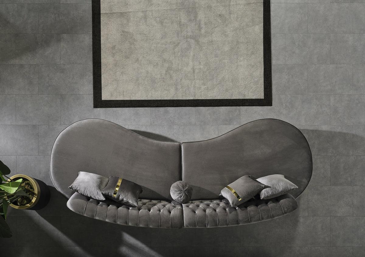 ANGELICA Gray Velvet Curved Sectional