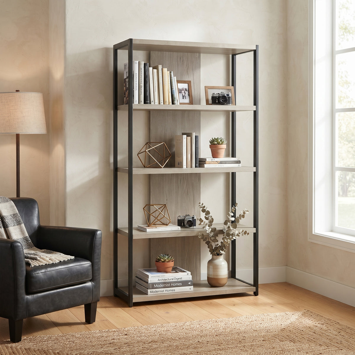 ANKARA Whitewashed Gray 37" x 72" Bookcase (RTA)