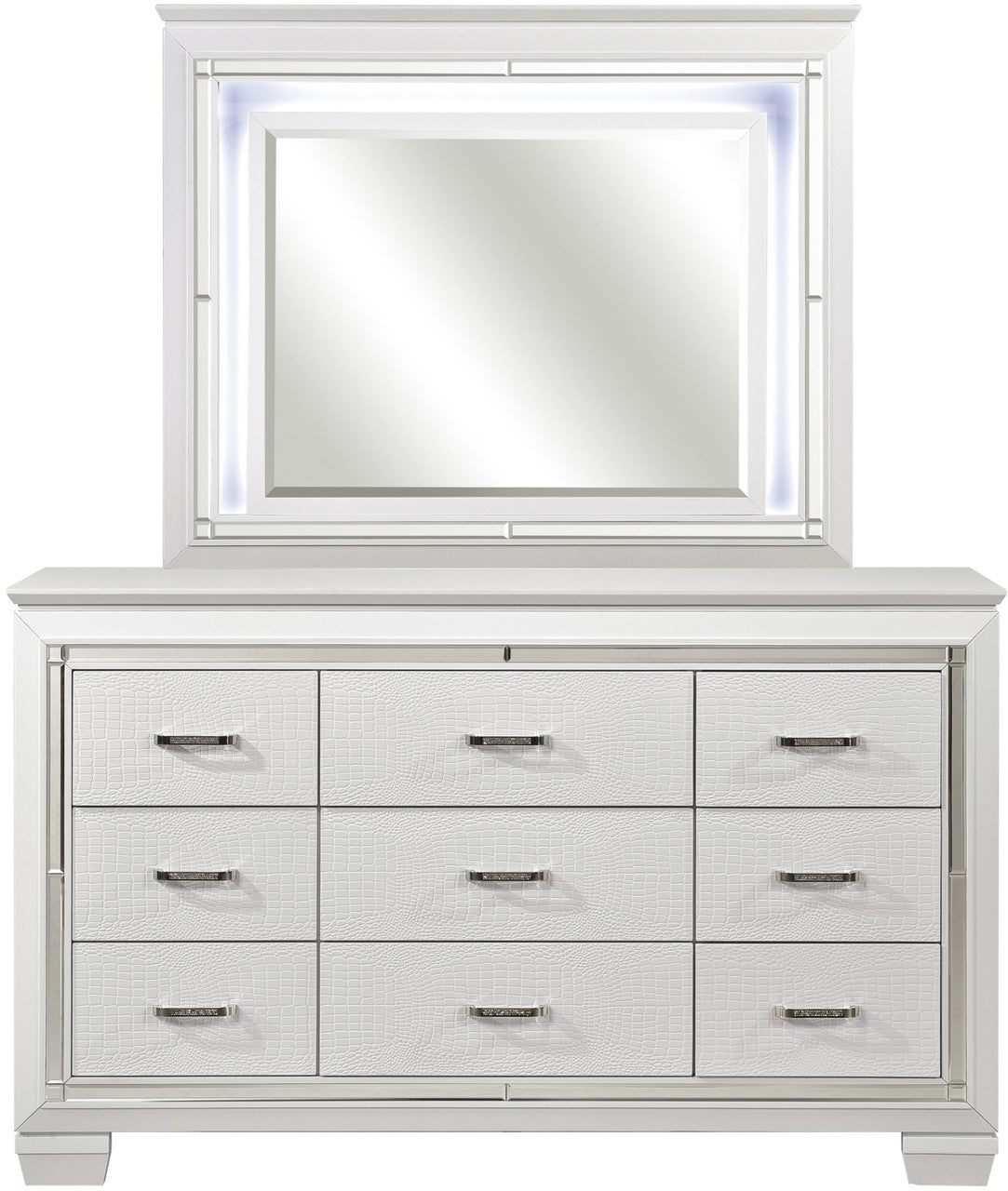 ANNIE White 64" x 77" Lighted Dresser & Mirror