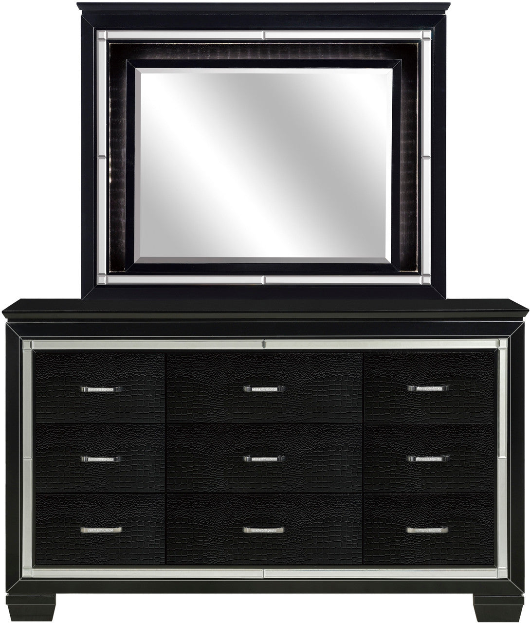 ANNIE Black 64" x 77" Lighted Dresser & Mirror