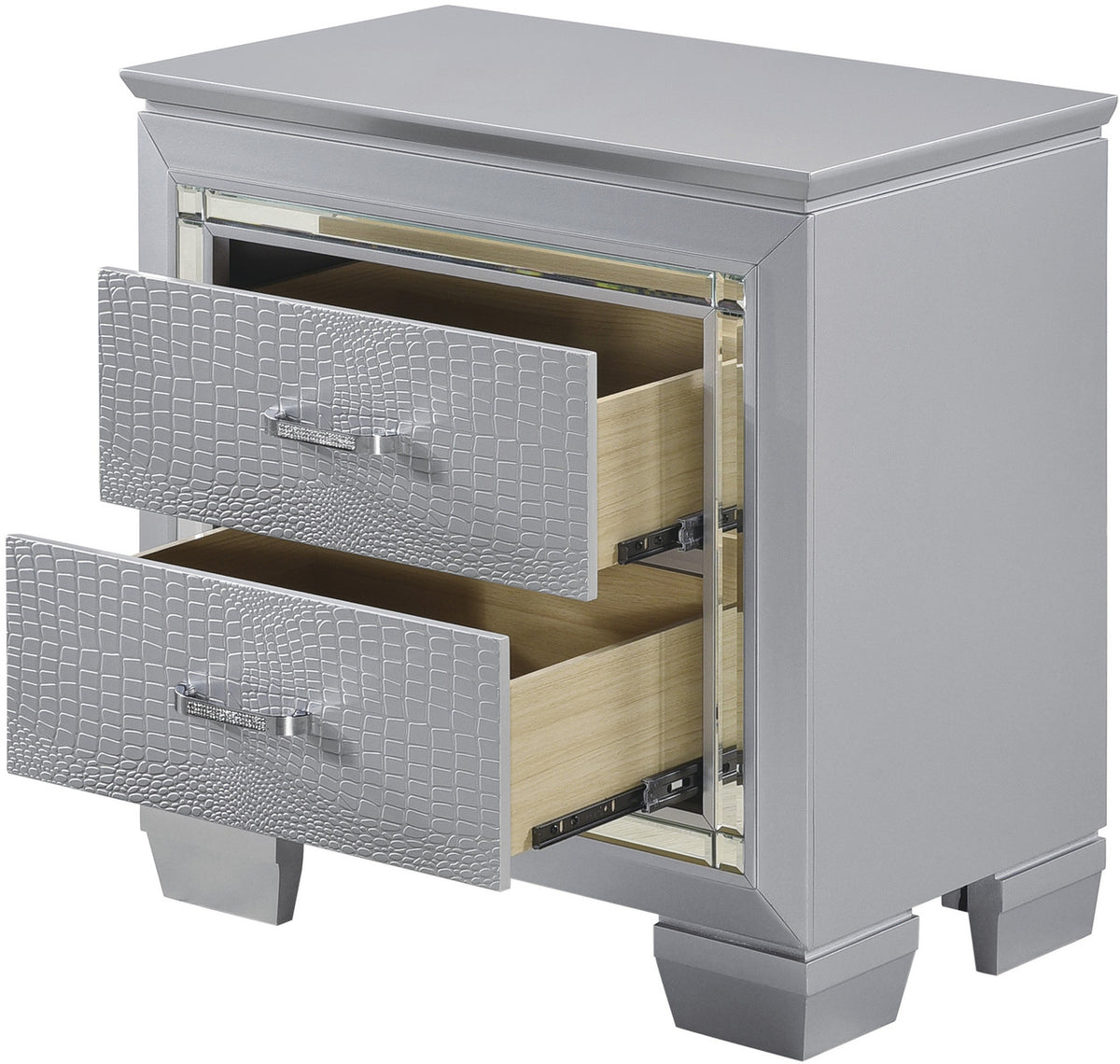 ANNIE Silver 28" Wide Nightstand with LED Night Light