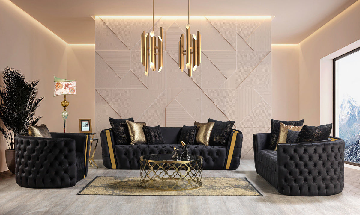 ANTINORI Black Luxury Sofa & Loveseat