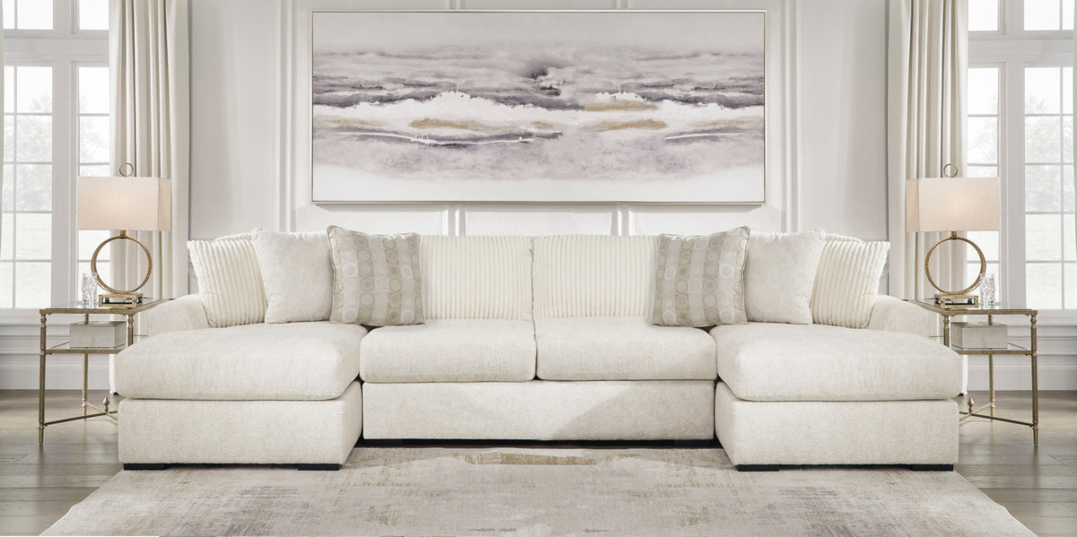 ARAMORE Neutral Poodle-Feel 152" x 65" Sectional with Double Chaise