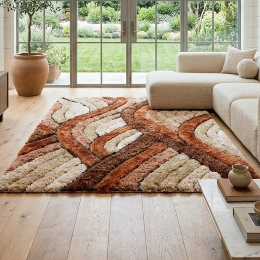 ARGYLE Rust Orange 5' x 8' Luxury 3D Area Rug