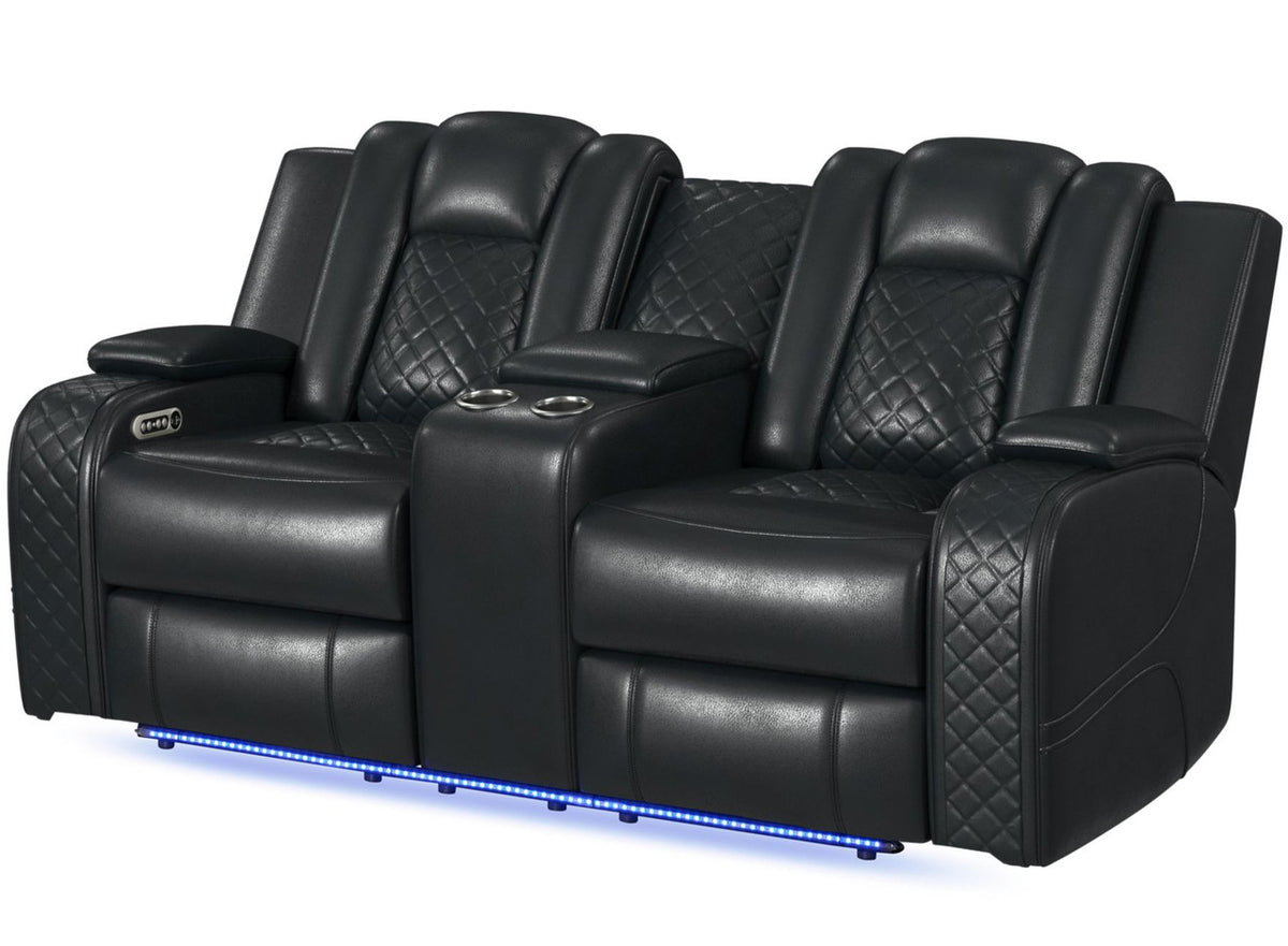 ARMADA Black 75" Wide Power Reclining Loveseat