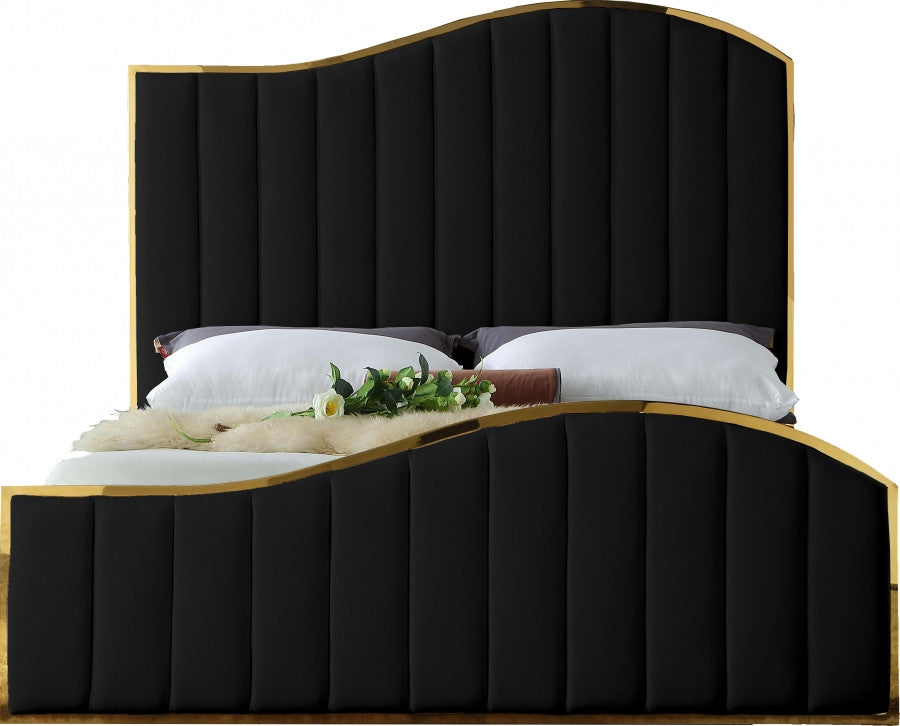 ATHENA Black & Gold Velvet Bed