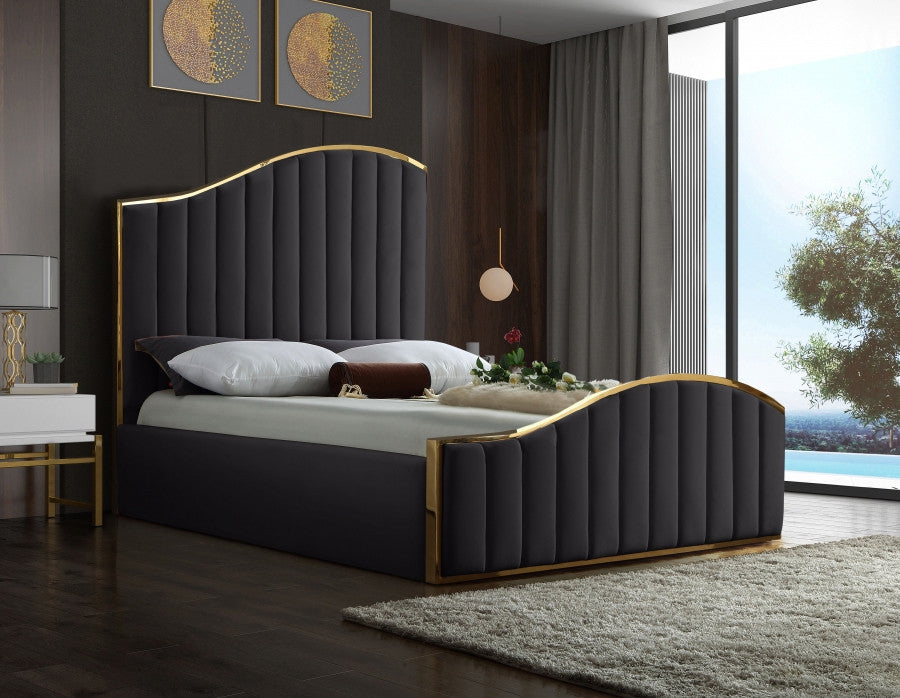 ATHENA GRAY & Gold Velvet Bed