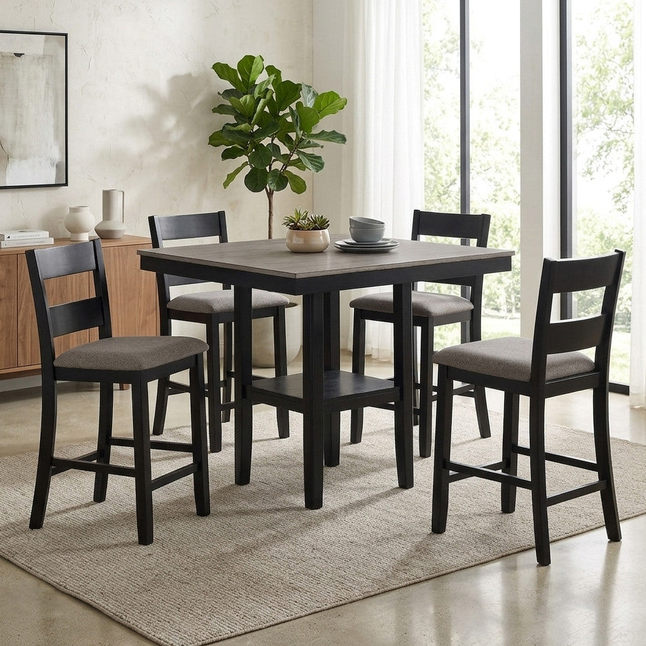 ATIKA Black & Gray 5 Piece Counter Height Set