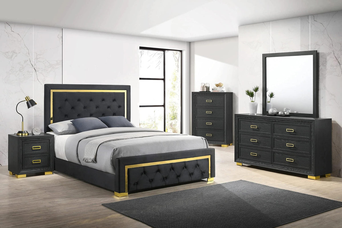 ATKINS Black & Gold Bedroom Set