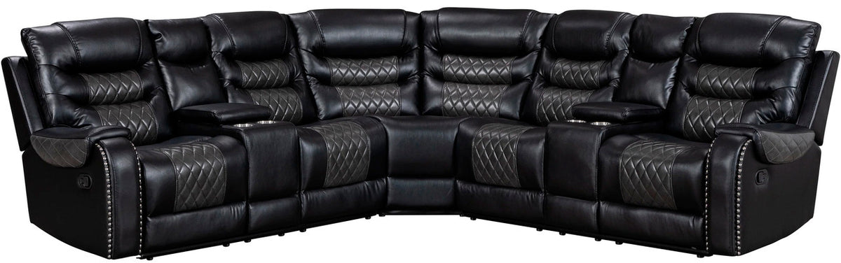 AVIATOR Black 115" Wide Reclining Sectional