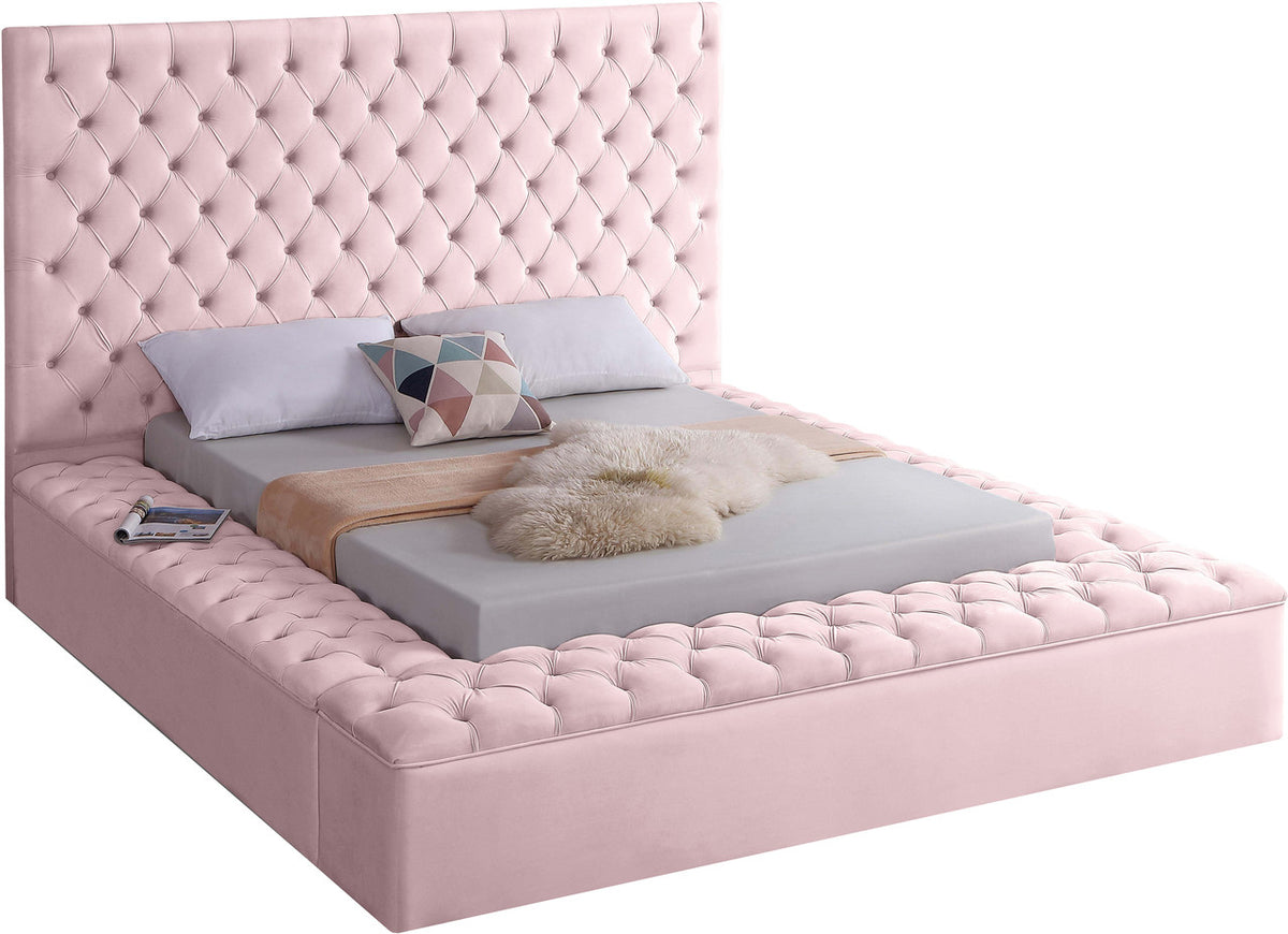 SARDINIA Pink Velvet 61" Velvet Platform Bed with Storage Benches (RTA)