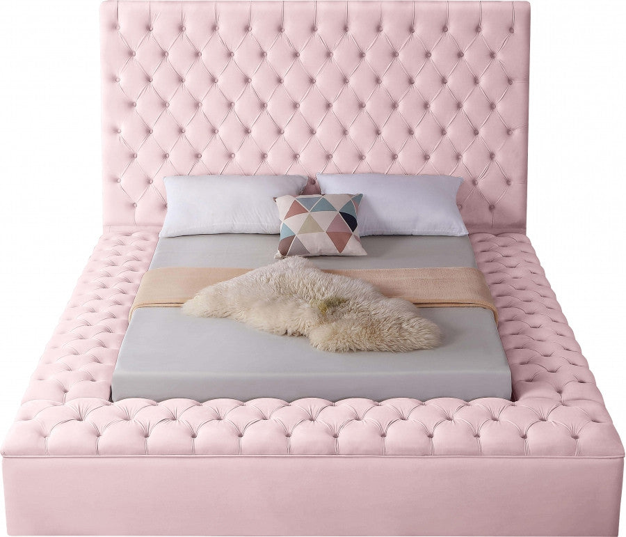 SARDINIA Pink Velvet 61" Velvet Platform Bed with Storage Benches (RTA)