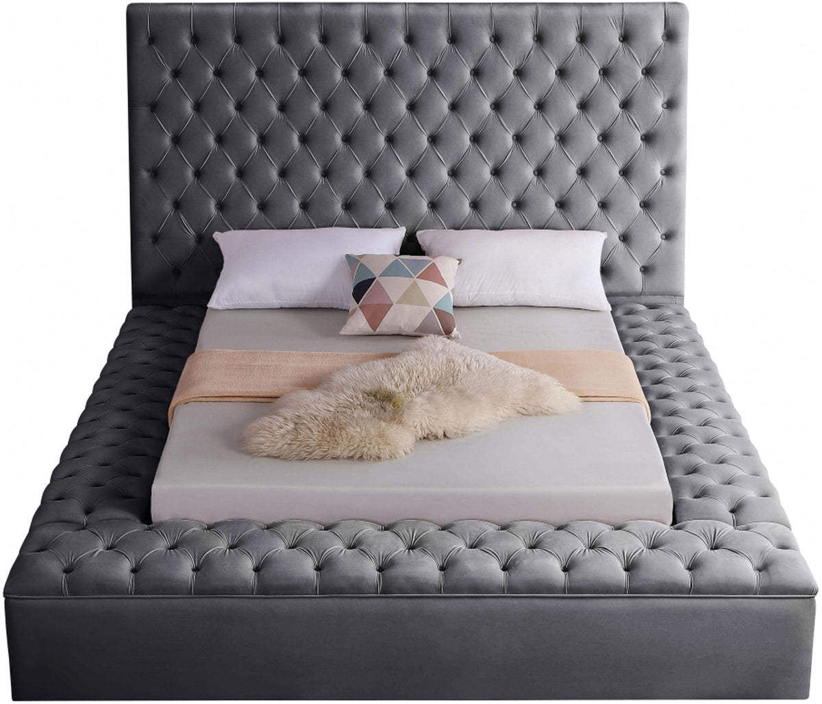 AZELL Gray Velvet Storage Bedroom Set