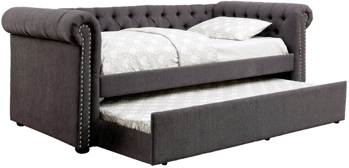 ALEXANDRE Full Size Gray Day Bed w/ Trundle