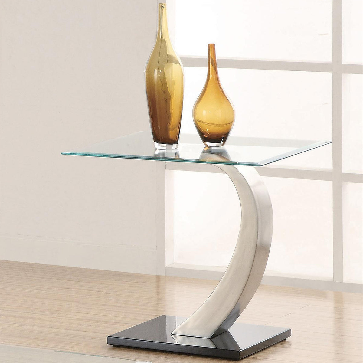ANGELINA Satin Silver 24" Wide End Table