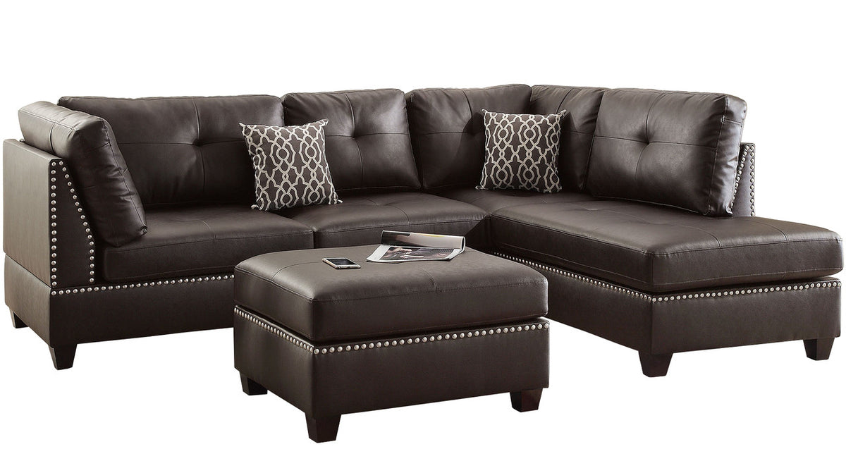 Arcata Espresso 3-PC Reversible Sectional With Ottoman