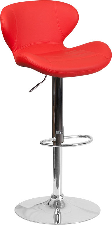 ARCHIE Red Vinyl Swivel Barstool