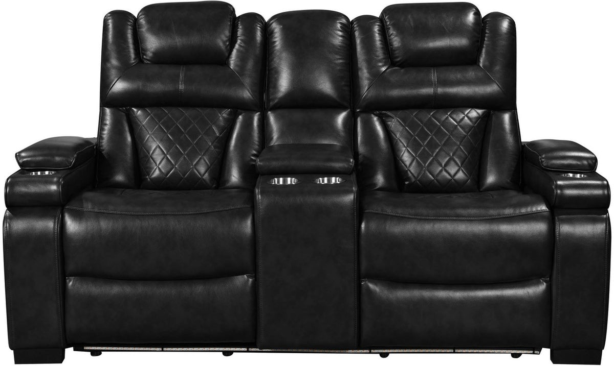 WOODLAND Black 3 Piece Reclining Livingroom with LED Lighting