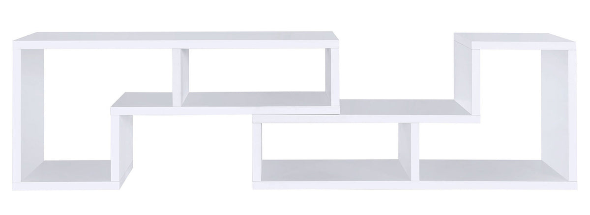 BAIER Pure White 84" Wide x 16" Height Adjustable TV Stand (RTA)