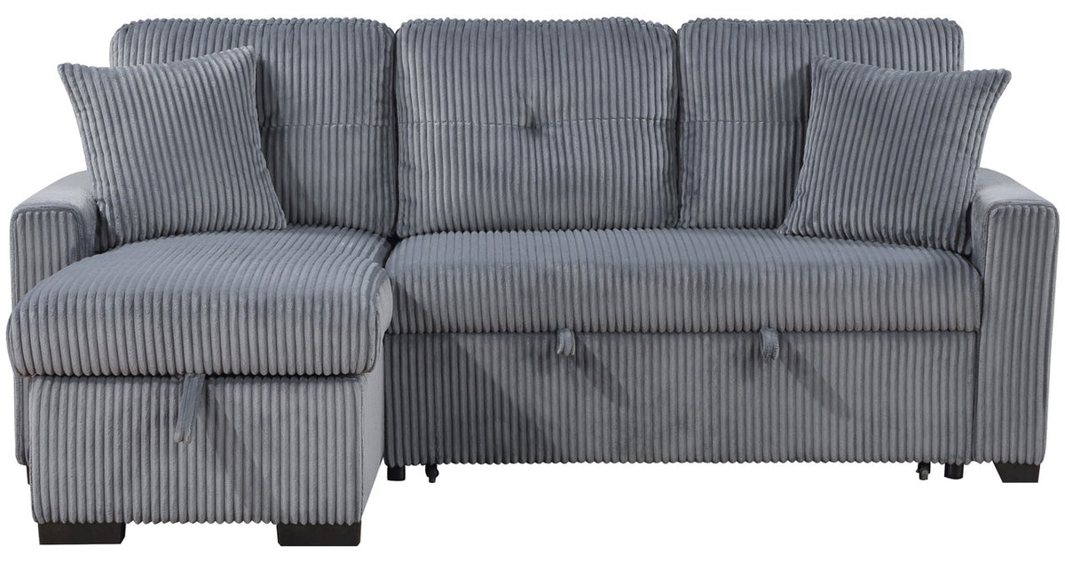 BAMBINO Dark Gray 84" Wide Reversible Sectional with Pull-Out Sleeper & Storage