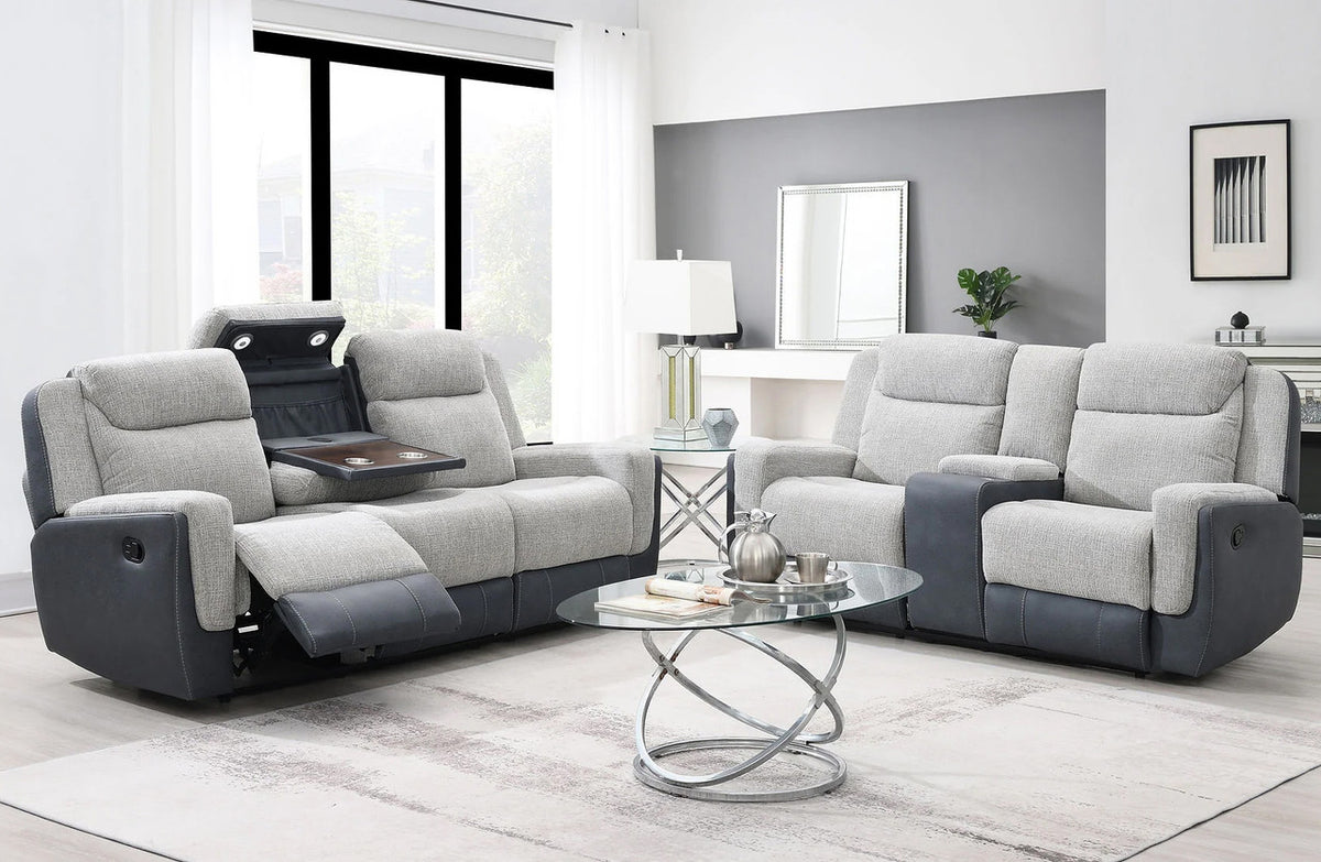 BANDERA Gray Power Reclining Sofa & Loveseat