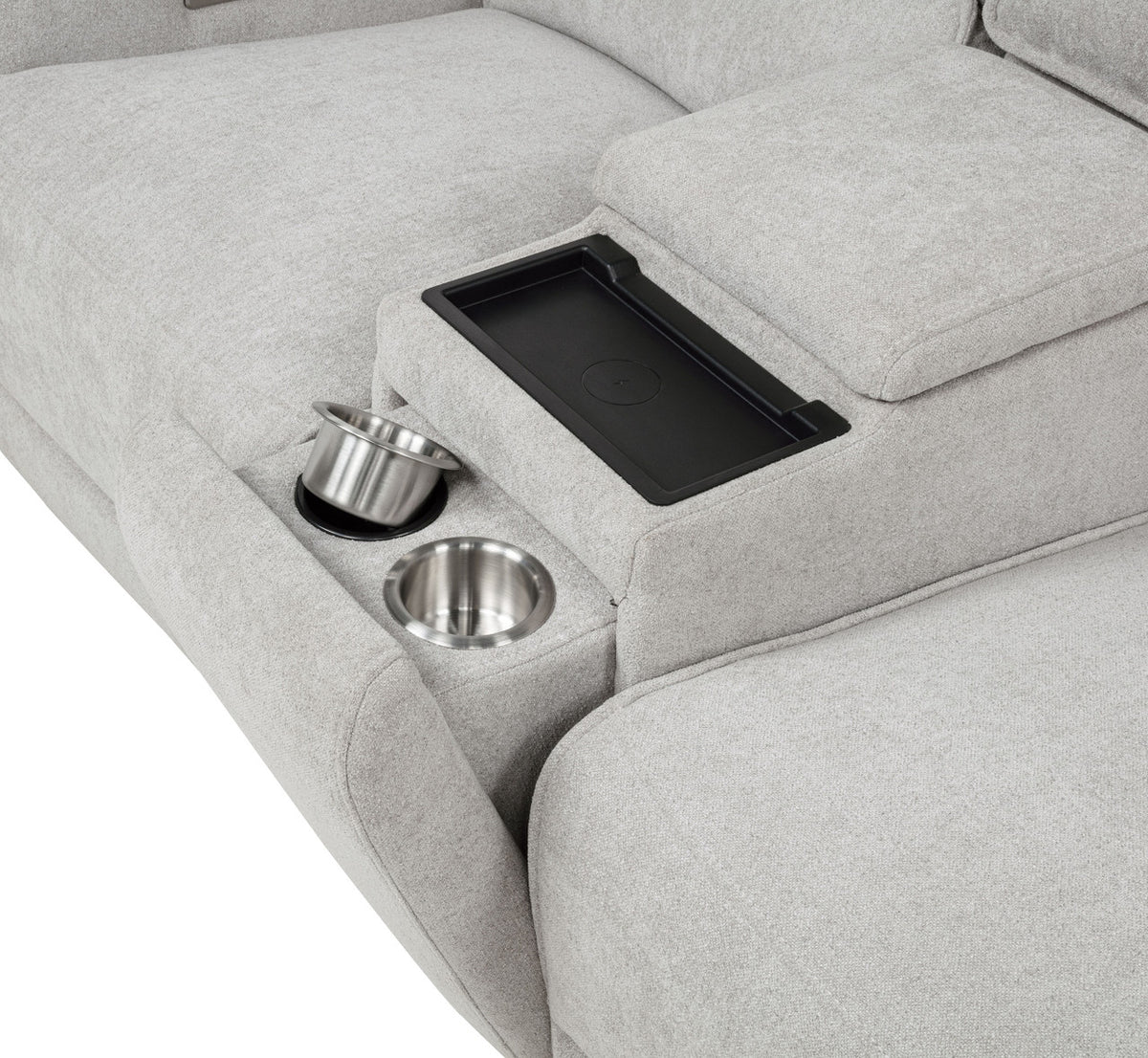 BARRETT Light Gray Fabric Power Reclining Sofa & Loveseat