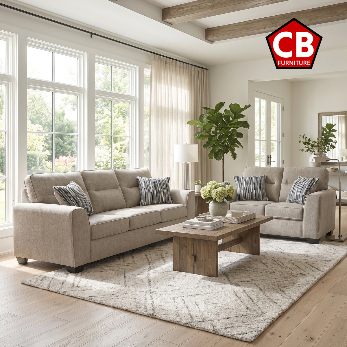 HARRISON Light Brown Sofa & Loveseat