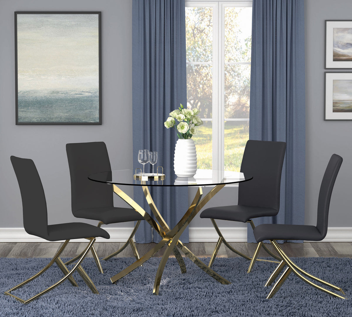 BARRETT-LEZIA Black & Gold 5 Piece Dining Set