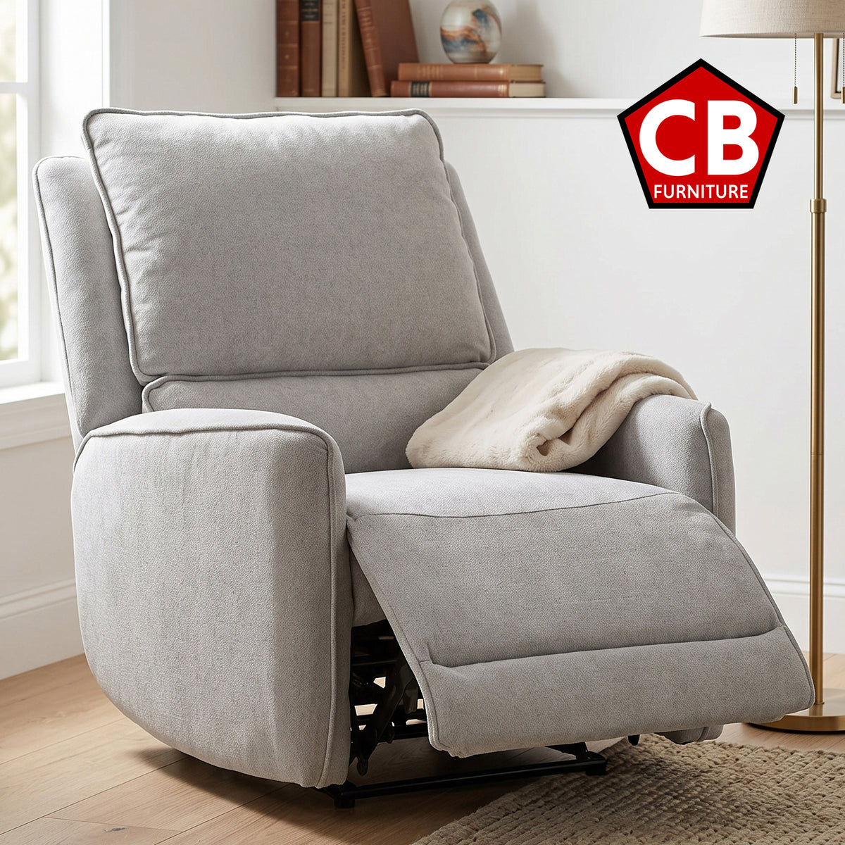 BARRETT Light Gray Chenille 36" Wide x 40" Height Rocker Recliner