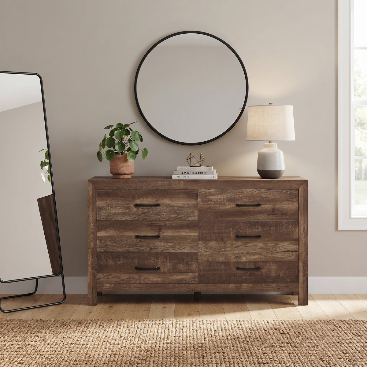 BELEME Brown 59" Wide x 40" Height Dresser