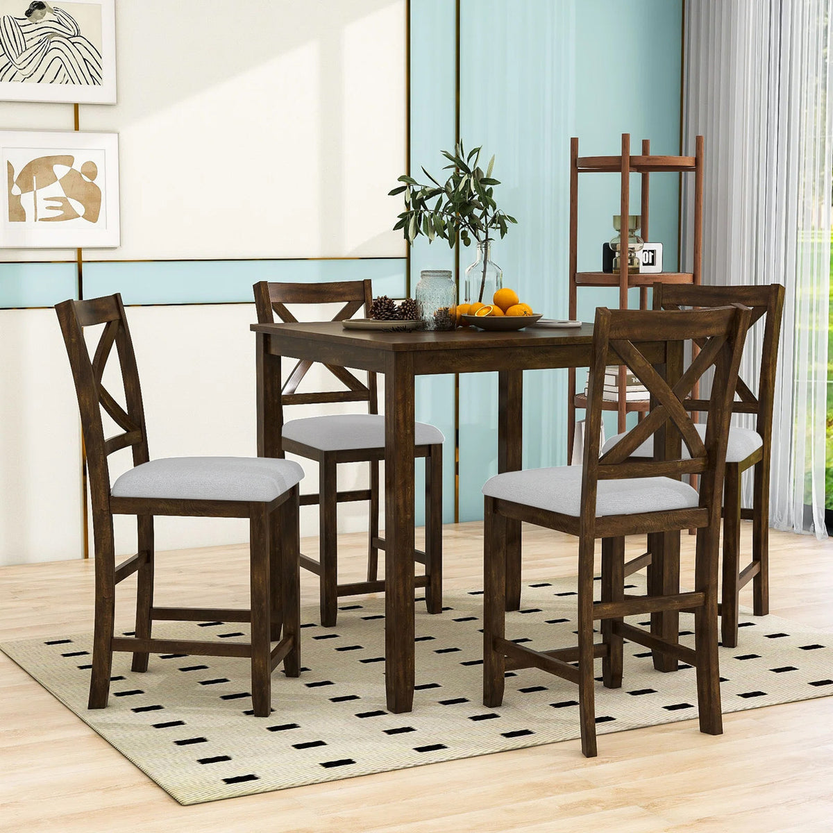 BELTA Brown 5 Piece Counter Set