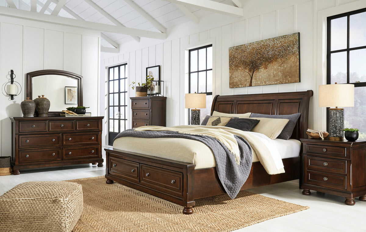 ATLAS Dark Brown 57" Height Storage Sleigh Bed