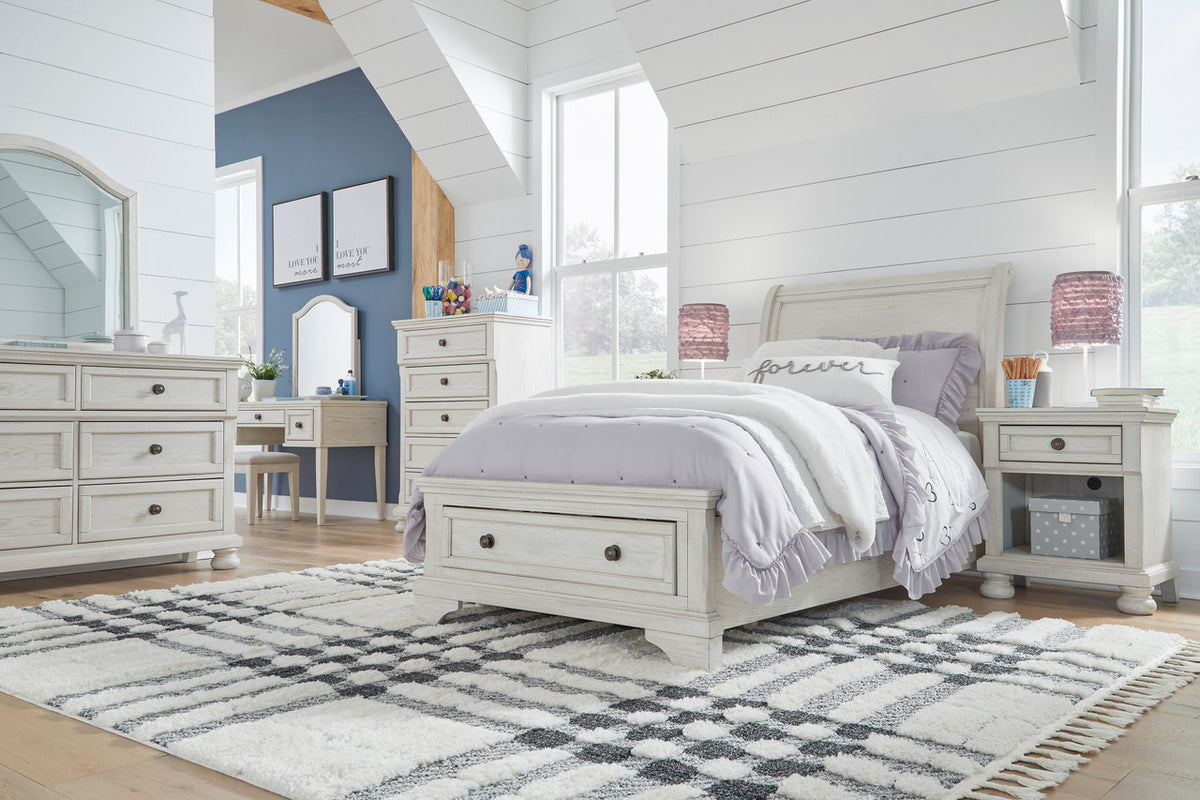 Belton White Youth Storage Sleigh Bed