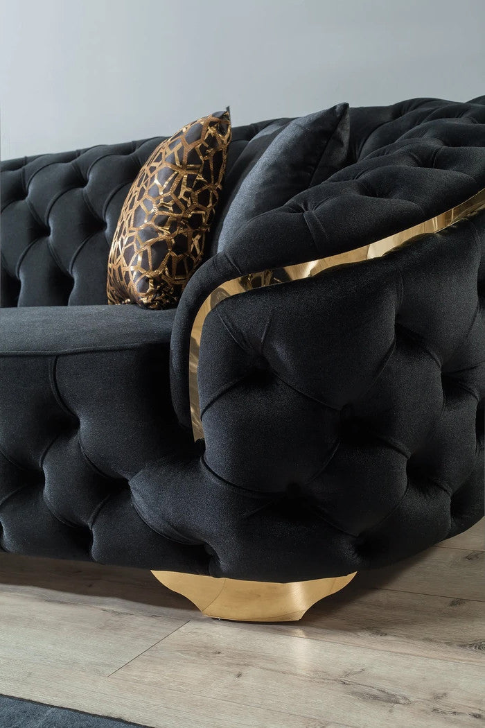 BETHANY Black Velvet Sofa & Loveseat