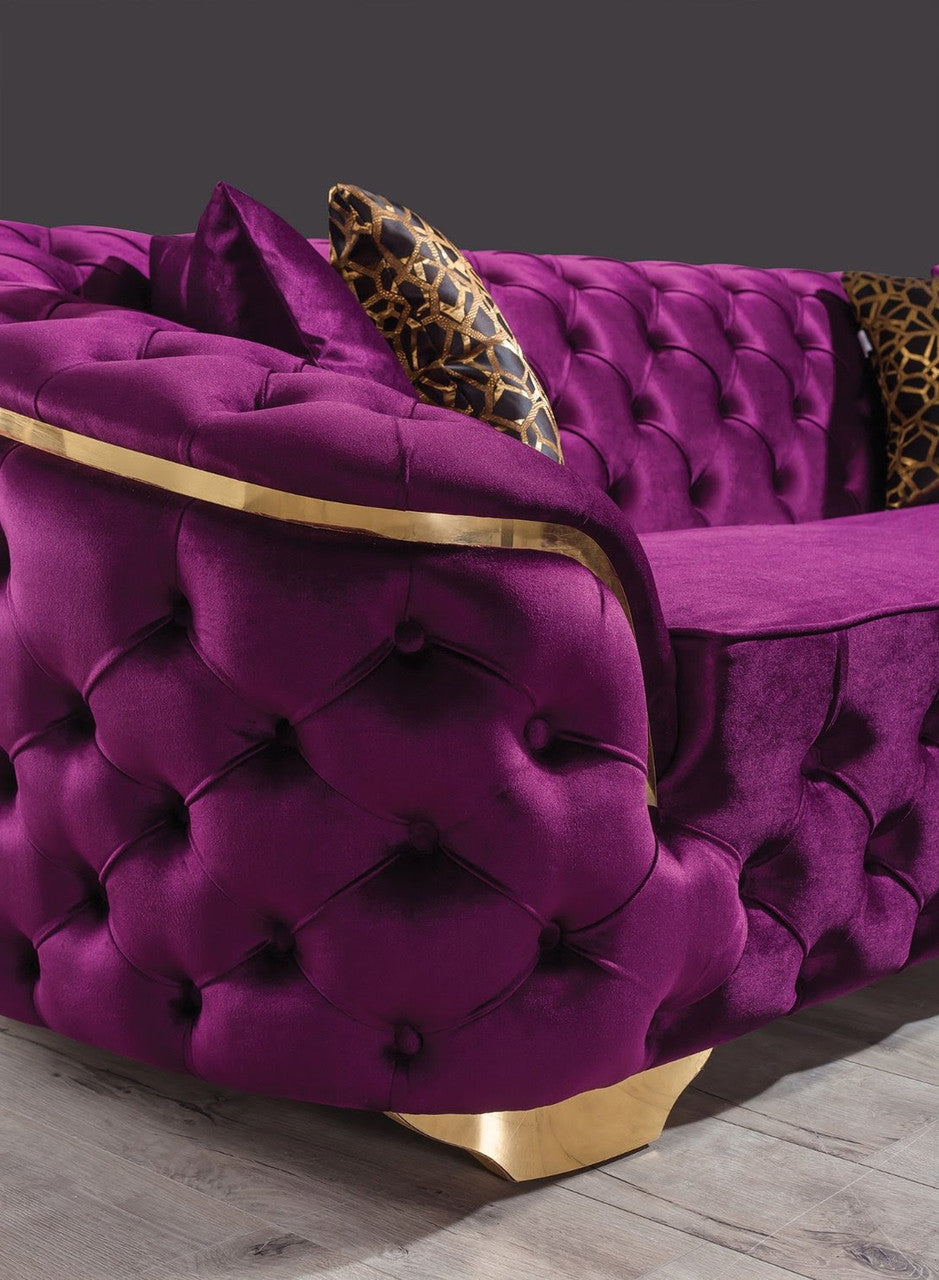 BETHANY Purple Velvet Sofa & Loveseat