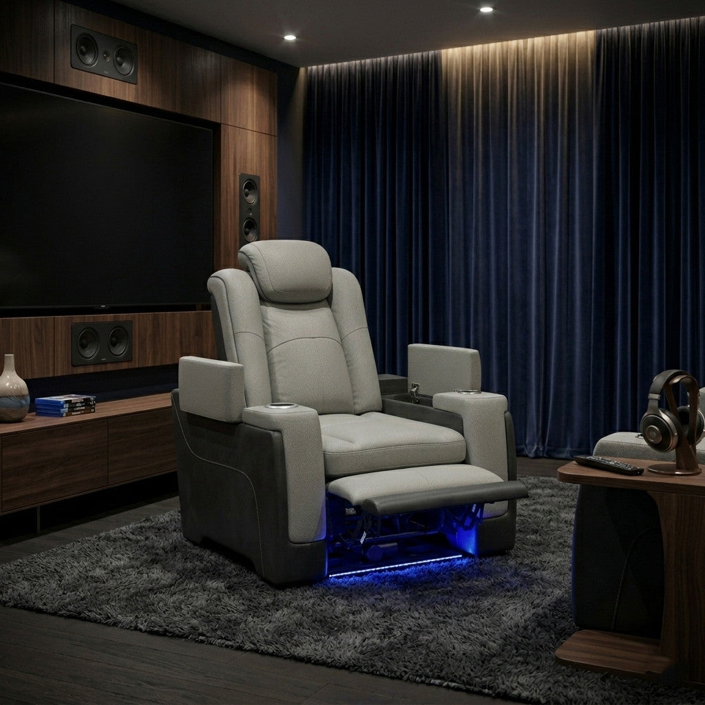 BIGBEND Gray 39" Wide x 43" Height Power Recliner