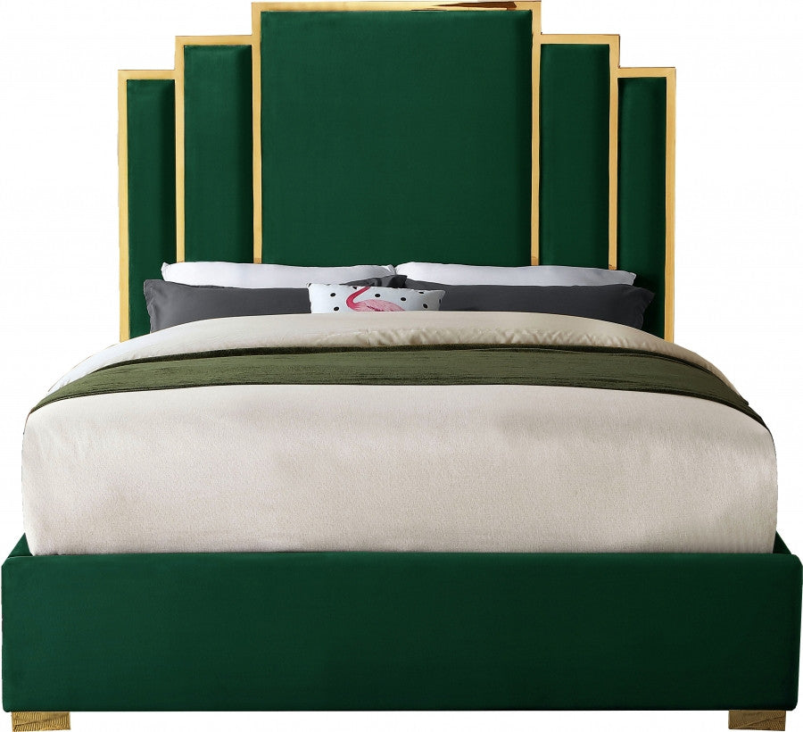 BILBAO Green & Gold Velvet Bed
