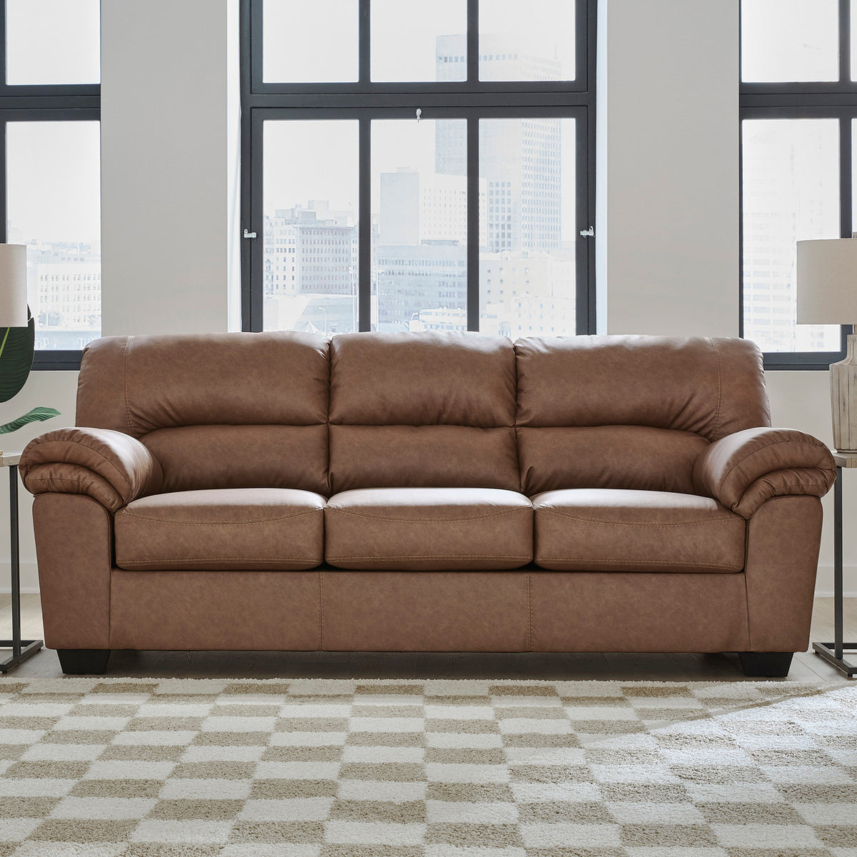 BLADEN Caramel Brown Microsuede 87" Wide x 38" Height Sofa
