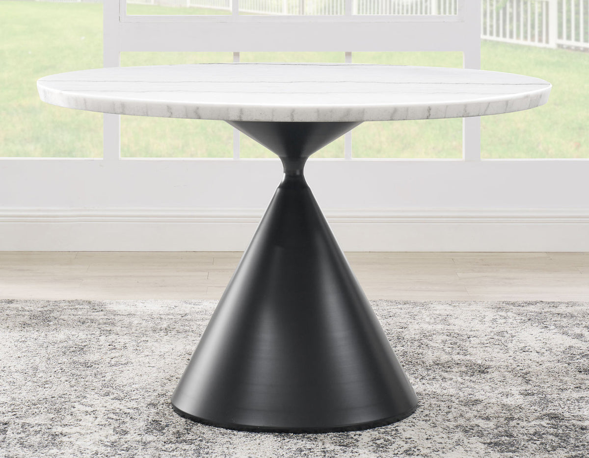 BLASE White Marble & Gray Fabric 5 Piece Dining Set