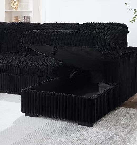 BLEMSEE Black 122" Wide Sleeper Sectional