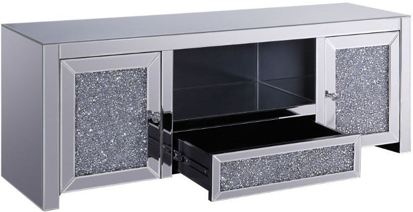 BLITZEN Mirrored 59" Wide TV Stand with LED Lights