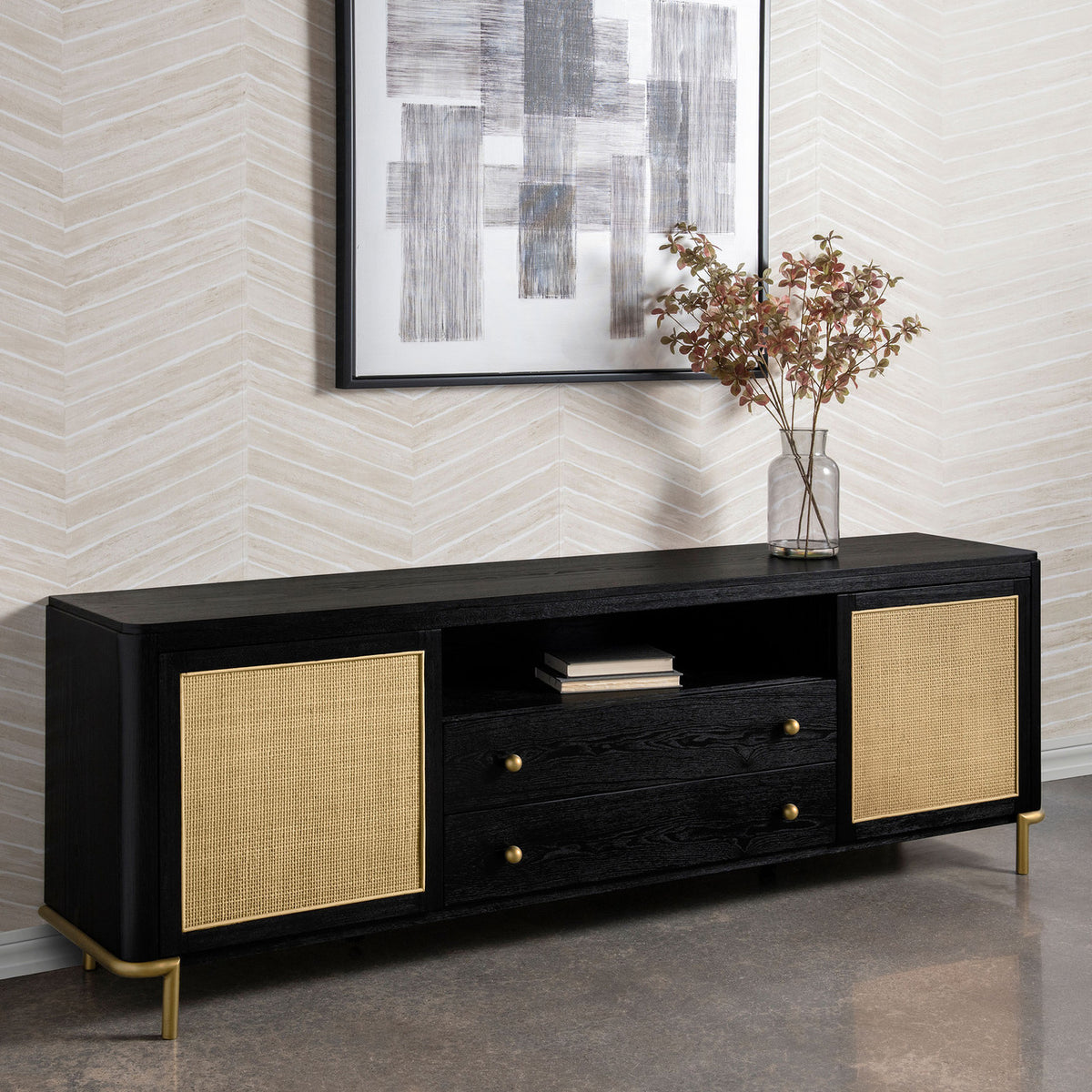 BLUMHOUSE Black 80" Wide x 26" Height TV Stand