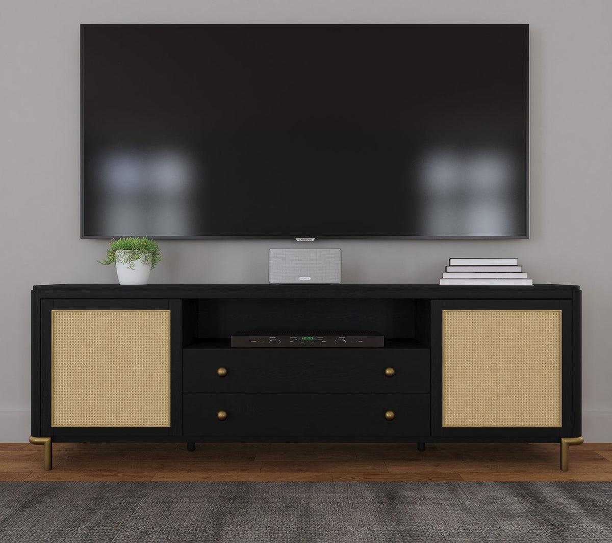 BLUMHOUSE Black 80" Wide x 26" Height TV Stand