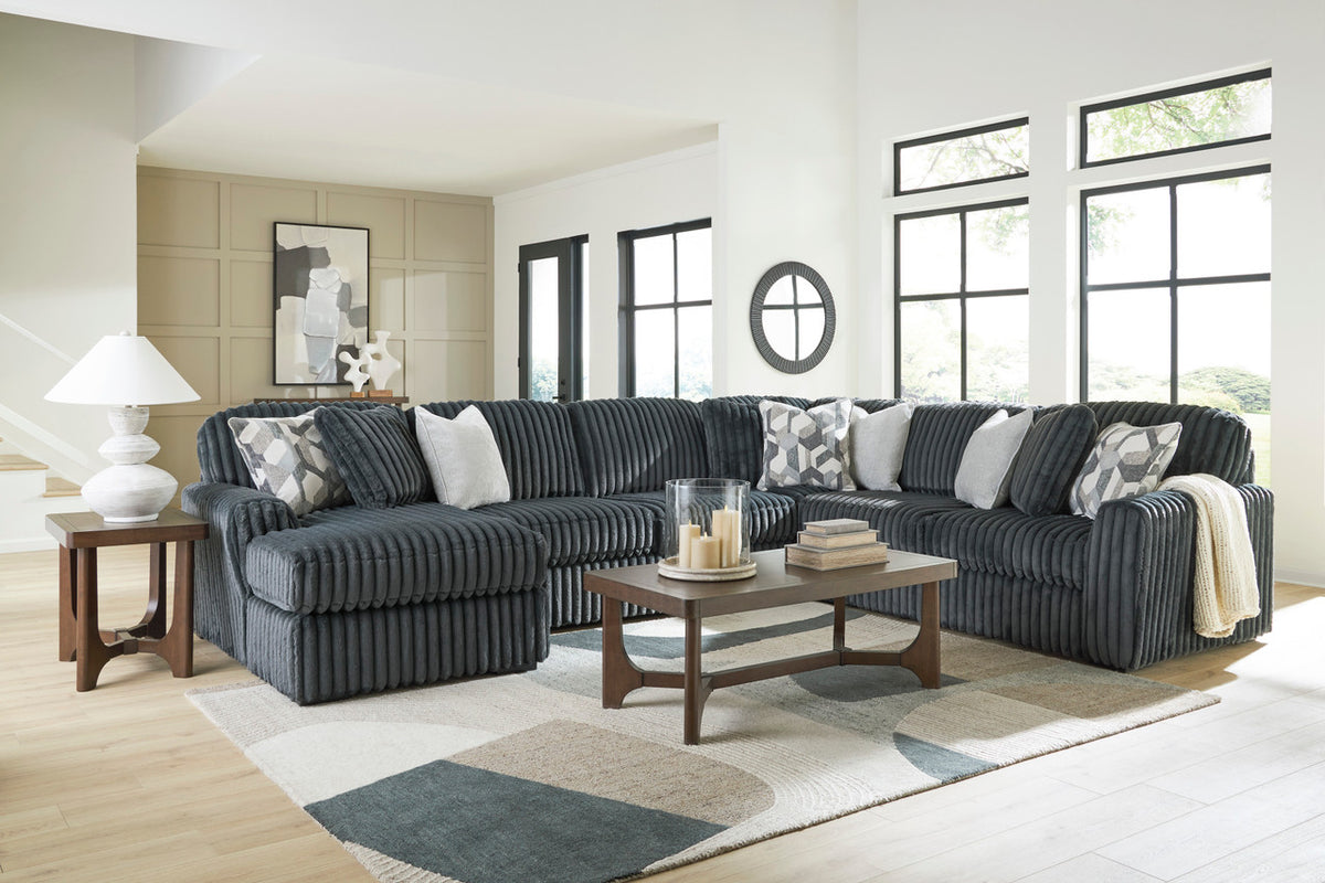 BOCELLI Dark Gray Corduroy 151" Wide x 121" Depth Oversized Sectional