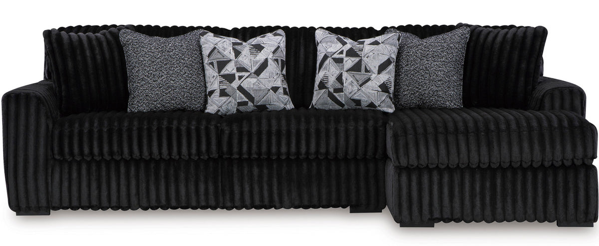 BOCELLI Black Corduroy 120" Wide x 65" Depth Oversized Sectional
