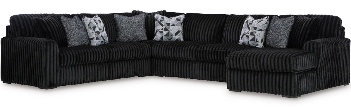 BOCELLI Black Corduroy 151" Wide x 121" Depth Oversized Sectional
